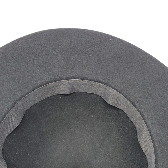 H & M DIVIDED 100% WOOL BLACK HAT  FLOPPY FESTIVAL CLASSIC WOMEN SIZE LARGE 58 - Picture 10 of 12